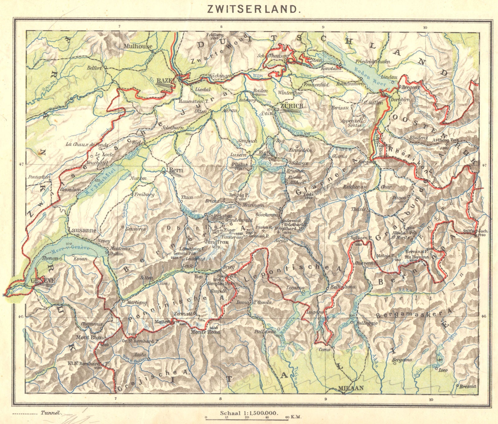 SWITZERLAND. Zwitserland 1922 old antique vintage map plan chart